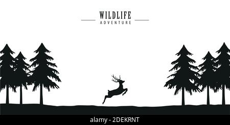 Faune aventure cerf dans forêt vecteur illustration EPS10 Illustration de Vecteur