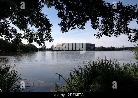 Reich Kongresshalle oor salle des congrès et le centre de documentation sur l'ex-Rassemblement du parti nazi à Nuremberg, Bavière, région d'Allemagne Banque D'Images