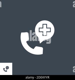 Icône de glyphe vectoriel lié au téléphone d'urgence. Illustration de Vecteur