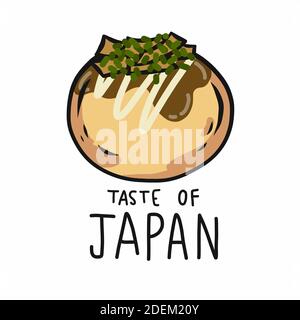 Takoyaki (boules d'Octopus) goût du Japon illustration vectorielle de dessin animé Illustration de Vecteur