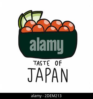 Ikura (oeufs de saumon) sushi goût du Japon dessin animé illustration vectorielle Illustration de Vecteur