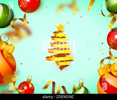 Banderole à motif ruban d'arbre de Noël. Illustration vectorielle Illustration de Vecteur