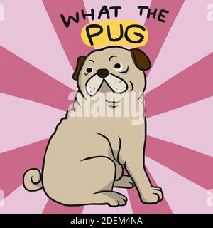 Qu'est-ce que le pug , mignon gros pug dessin animé illustration vecteur Illustration de Vecteur
