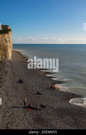 Angleterre, East Sussex, Eastbourne, Birling Gap, Seven Sisters Cliffs and Beach Banque D'Images