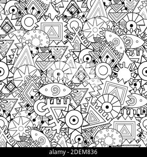 Décoration abstraite noire et blanche sans couture. Page de coloriage Illustration de Vecteur