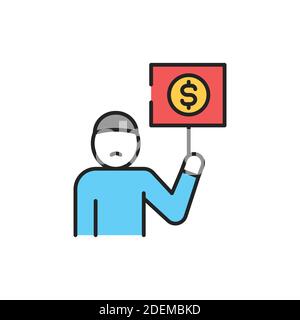 Icône de couleur de ligne de personne dans le besoin. Inscrivez-vous pour accéder à une page Web ou à une application mobile Illustration de Vecteur