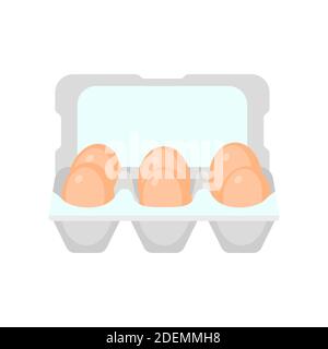 Oeufs dans la boîte en carton sur un fond blanc. Illustration de Vecteur