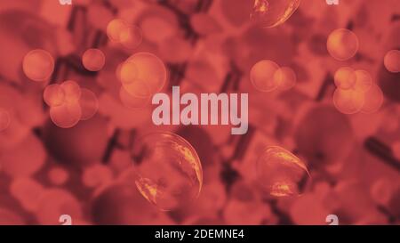 Bulles de savon dans l'air. Dégradé rouge à jaune. Rendu 3D Banque D'Images