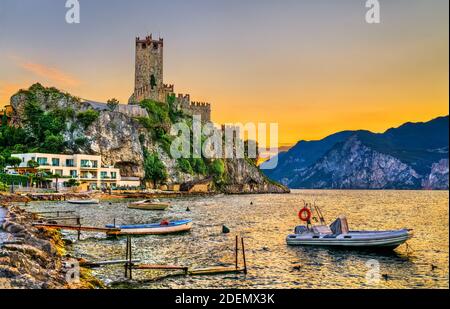 Château Scaliger à Malcesine sur le lac de Garde, Italie Banque D'Images