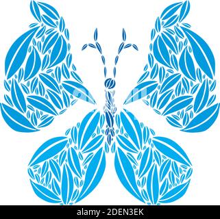 Silhouette de papillon en feuilles de couleur bleue Illustration de Vecteur