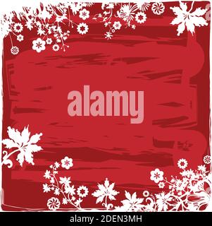 Plantes et fleurs fond rouge et blanc Illustration de Vecteur