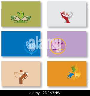 Ensemble de symboles de spiritualité, étiquettes de différentes couleurs pour la conception de cartes de visite Illustration de Vecteur
