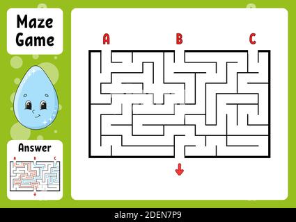 Labyrinthe rectangulaire. Jeu pour enfants. Trois entrées, une sortie. Puzzle pour les enfants. Tambour de labyrinthe. Illustration à vecteur de couleur. Trouvez le chemin approprié. Wi Illustration de Vecteur