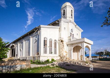 Dommages causés à l'église par un tremblement de terre à Bohol, aux Philippines Banque D'Images