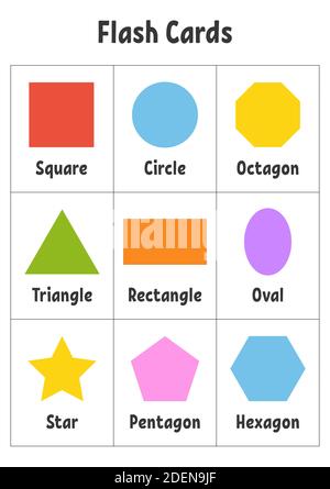 Cartes Flash. Formes d'apprentissage. Feuille de travail de développement de l'éducation. Page d'activités pour enfants. Jeu de couleurs pour les enfants. Illustration vectorielle. Illustration de Vecteur