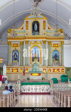 La principale remise en état de la cathédrale de Tagbilaran à Bohol, Philippines Banque D'Images