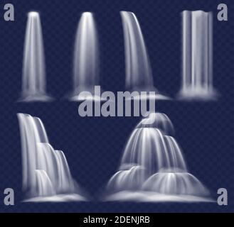 Chute d'eau réaliste, chute d'eau claire Illustration de Vecteur