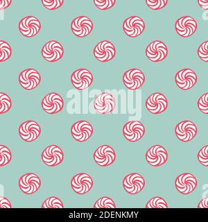 motif vectoriel sans couture à pois et bonbons à la menthe Illustration de Vecteur