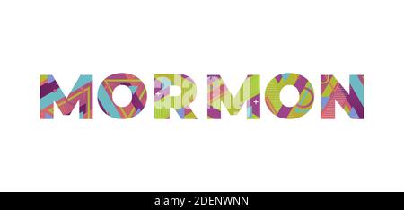 Le mot MORMON concept écrit dans des formes rétro colorées et l'illustration des couleurs. Banque D'Images