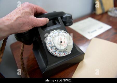 Vieux téléphone noir bakélite Banque D'Images