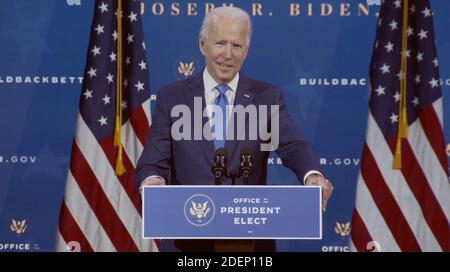 Wilmington, États-Unis. 1er décembre 2020. Le président élu Joe Biden et le vice-président élu Kamala Harris présentent leurs candidats et leurs personnes nommées à des postes clés de politique économique à Wilmington, Delaware, le 1er décembre 2020. Sur la photo : le président élu Joe Biden. (Photo de Biden-Harris transition/Sipa USA) crédit: SIPA USA/Alay Live News Banque D'Images