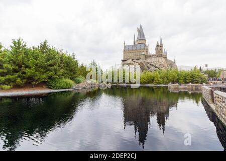 À l'intérieur du parc à thème Wizarding World of Harry Potter à Osaka, au Japon Banque D'Images