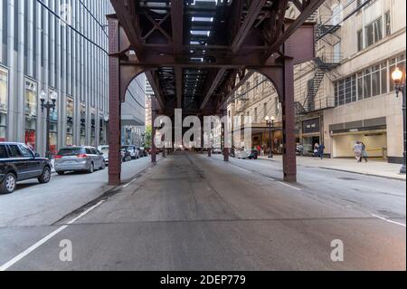 Piste de train surélevée à Chicago Banque D'Images