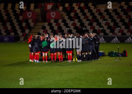 Newport, Royaume-Uni. 1er décembre 2020. Caucus du pays de Galles à temps plein. Match de qualification des femmes de l'UEFA pour l'Euro 2022, groupe c, femmes du pays de Galles contre Bélarus à Rodney Parade à Newport, au sud du pays de Galles, le mardi 1er décembre 2020. Photo par Lewis Mitchell/Andrew Orchard sports photographie/Alamy Live News crédit: Andrew Orchard sports photographie/Alamy Live News Banque D'Images