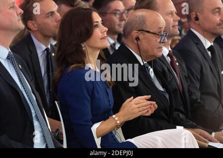 La princesse de la Couronne danoise Mary assiste à une rencontre avec le ministre français des Affaires étrangères Jean-Yves le Drian dans le quartier financier et commercial de l'édifice Arche de la Défense le 7 octobre 2019 à Puteaux, près de Paris, en France, photo de David Niviere/ABACAPRESS.COM Banque D'Images