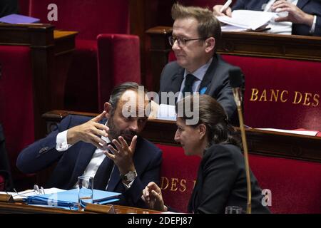 Le Premier ministre français Edouard Philippe et Agnes Buzyn lors d'un débat sur la politique d'immigration française à l'Assemblée nationale à Paris, le 7 octobre 2019. Photo par Eliot Blondt/ABACAPRESS.COM Banque D'Images