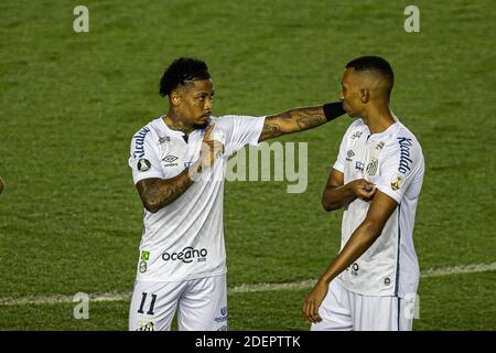 Santos, Brésil. 1er décembre 2020. Marinho pendant le match dans lequel l'équipe Santos reçoit la LDU pour le tour de 16 de la Copa Libertadores da América 2020. Le match a lieu au Stade Urbano Caldeira, Vila Belmiro, dans la ville de Santos, ce mardi 1er décembre 2020. Crédit: Van Campos/FotoArena/Alamy Live News Banque D'Images