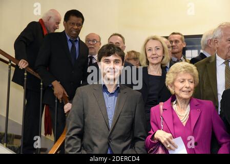 Auteur Laurent Binet, Secrétaire permanent de l'Académie française Helene Carrere d'Encausse et auteur français et membre de l'Académie Jean-Marie Rouart à la Commission du Grand Prix du Romain de l'Académie française le 31 octobre 2019 à Paris, France. Photo de Patrice Pierrot/avenir Pictures/ABACAPRESS.COM Banque D'Images