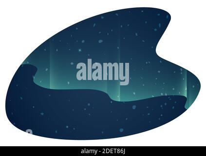 Panneau abstrait avec vue de nuit, ciel étoilé et aurores boréales. Illustration de Vecteur