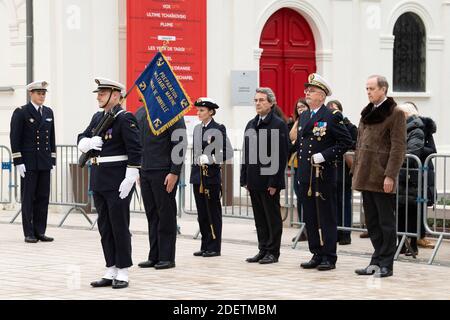 Le Prince Jean d'Orléans, Comte de Paris, assiste en présence du Maire de Neuilly Jean-Christophe Fromantin à la cérémonie de présentation du drapeau de la préparation militaire marine 'Amiral de Joinville' le 7 septembre 2019 au Théâtre des Sablons à Neuilly-sur-Seine, France. Photo de David Niviere/ABACAPRESS.COM Banque D'Images