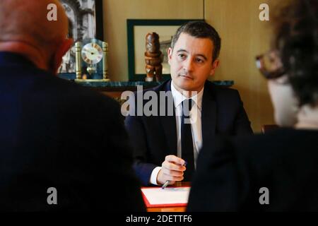 Gerald Darmanin Ministre du Budget et des comptes publics lors de la présentation du rapport TRACFIN au Ministère des Finances et comptes publics a Bercy, Paris, France, le 10 décembre 2019. Photo de Jean-Bernard Vernier/JBV/ABACAPRESS.COM Banque D'Images