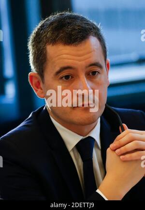 Gerald Darmanin Ministre du Budget et des comptes publics lors de la présentation du rapport TRACFIN au Ministère des Finances et comptes publics a Bercy, Paris, France, le 10 décembre 2019. Photo de Jean-Bernard Vernier/JBV/ABACAPRESS.COM Banque D'Images