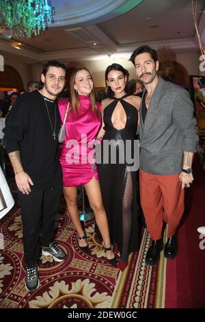 Adrien Erka et sa compagnie Carla Ginola, Jade Leboeuf et son mari Stéphane Rodrigues lors de la visite du Grand Diner à l'Hôtel Marriott Paris champs-Elysées, a Paris, France le 18 décembre 2019. Photo de Jerome Domine/ABACAPRESS.COM Banque D'Images