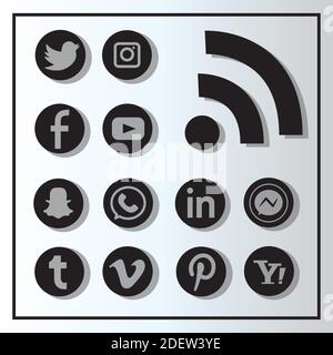 lot de neuf icônes de réseaux sociaux Illustration de Vecteur