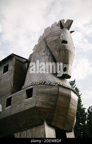 Cheval de Troie. Monument de représentation. Ville historique de Troy. Banque D'Images