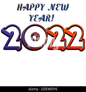 2022 UNE illustration haute en couleur du nouvel an. Affiche, bannière ou carte de vœux pour Noël et Bonne Année. Banque D'Images