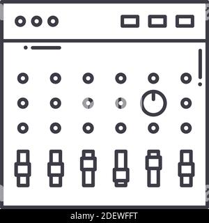 Icône de tableau de mélange, illustration isolée linéaire, vecteur ligne mince, signe de conception Web, symbole de concept de contour avec contour modifiable sur fond blanc. Illustration de Vecteur