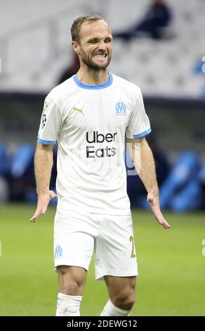 Marseille, France. 1er décembre 2020. Valere Germain de Marseille réagit lors de la Ligue des champions de l'UEFA, match de football du Groupe C entre l'Olympique de Marseille (OM) et l'Olympiacos FC (Olympiakos) le 1er décembre 2020 au Stade vélodrome de Marseille, France - photo Jean Catuffe / DPPI / LM crédit: Paola Benini / Alamy Live News Banque D'Images