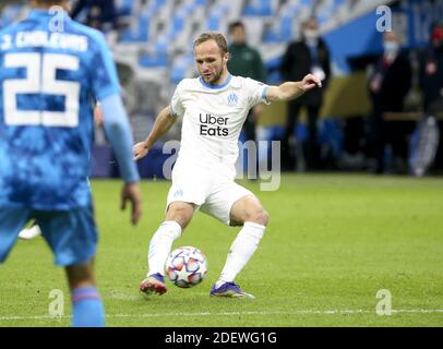 Marseille, France. 1er décembre 2020. Valere Germain de Marseille lors de la Ligue des champions de l'UEFA, match de football du Groupe C entre l'Olympique de Marseille (OM) et l'Olympiacos FC (Olympiakos) le 1er décembre 2020 au Stade vélodrome de Marseille, France - photo Jean Catuffe / DPPI / LM crédit: Paola Benini / Alamy Live News Banque D'Images