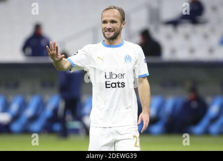 Marseille, France. 1er décembre 2020. Valere Germain de Marseille lors de la Ligue des champions de l'UEFA, match de football du Groupe C entre l'Olympique de Marseille (OM) et l'Olympiacos FC (Olympiakos) le 1er décembre 2020 au Stade vélodrome de Marseille, France - photo Jean Catuffe / DPPI / LM crédit: Paola Benini / Alamy Live News Banque D'Images