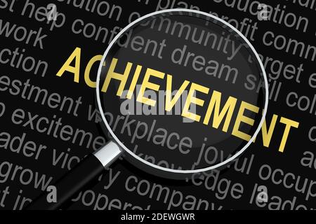 Mot de réalisation sous la loupe, rendu 3D Banque D'Images