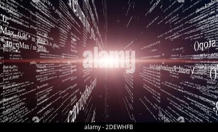 Blocs de code de programme volant dans l'espace virtuel Banque D'Images