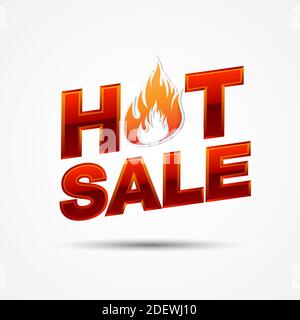 Modèle de conception de vente à chaud avec illustration de vecteur de flamme brûlante isolé sur fond blanc Illustration de Vecteur