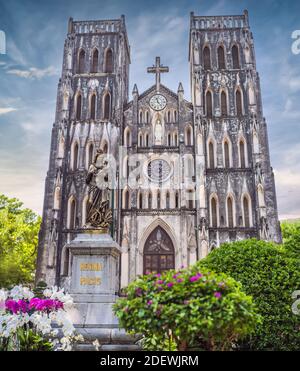 Cathédrale Saint-Joseph à Hanoi, Vietnam. Architecture Banque D'Images