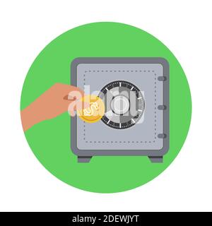 Coffre-fort. Sécurité économies d'argent et concept de protection de l'argent. Illustration vectorielle plate. Illustration de Vecteur