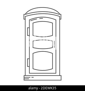 Icône mobile portable de contour de toilettes bio. Vue avant. Toilettes de placard en plastique bleu. Illustration vectorielle Illustration de Vecteur